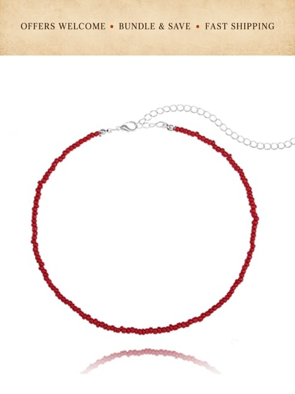 Boho Rice Beaded Choker Necklace Seed Bead Lobster Clasp